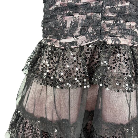 Masquerade Strapless Black Lace Pink Sweetheart Y2K Prom Dress Steampunk 11 / 12 - Picture 6 of 16